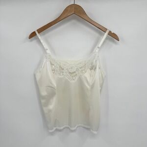 Body Lites Vintage Lightweight White Satin Dainty Lace Camisole Women's Sz 36